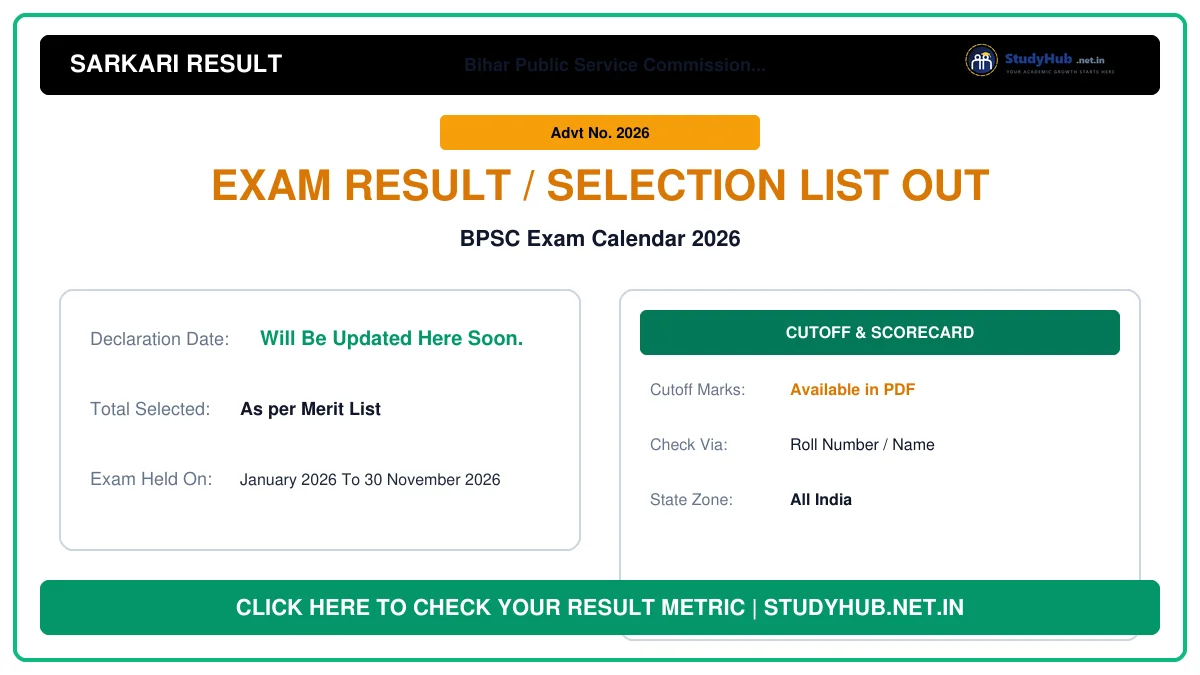 BPSC Exam Calendar 2026 BPSC Exam Calendar 2026