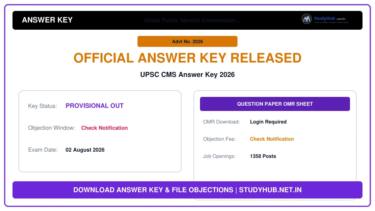 UPSC CMS Answer Key 2026 UPSC CMS Answer Key 2026