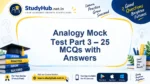 Analogy Mock Test Part 3 – 25 MCQs with Answers | StudyHUB