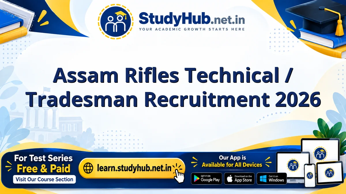 Assam Rifles Technical / Tradesman Recruitment 2026