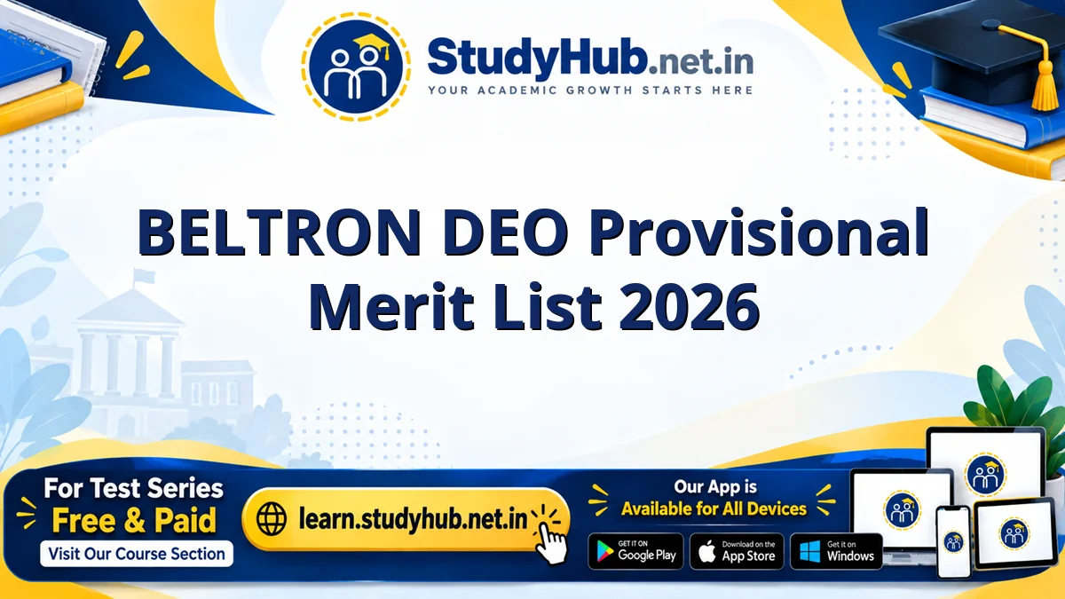 BELTRON DEO Provisional Merit List 2026