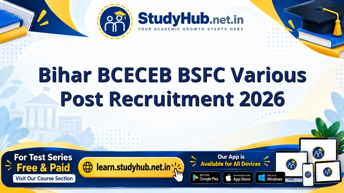Bihar BCECEB BSFC Various Post Online Form 2026 Bihar BCECEB BSFC Various Post Recruitment 2026