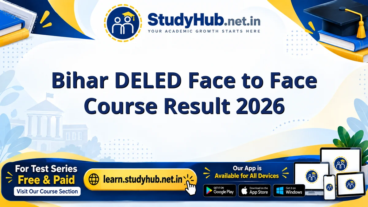 Bihar DELED Face to Face Course Result 2026