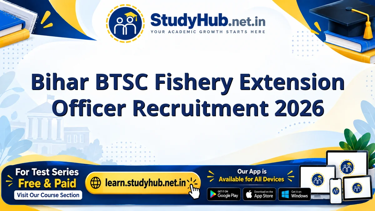 Bihar BTSC Fishery Extension Officer Recruitment 2026