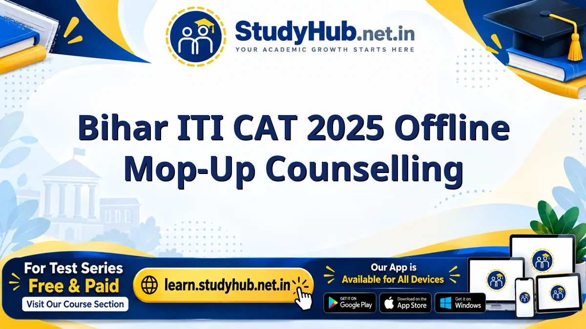 Bihar ITI CAT 2025 Offline Mop-Up Counselling