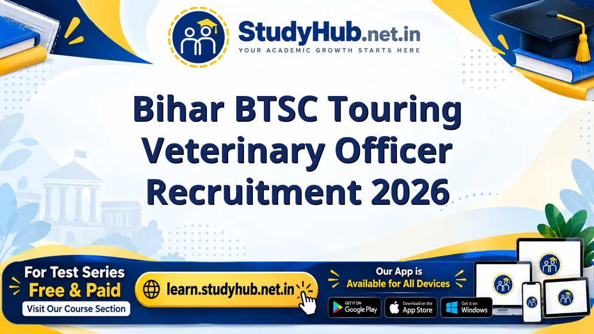 Bihar BTSC Touring Veterinary Officer Recruitment 2026