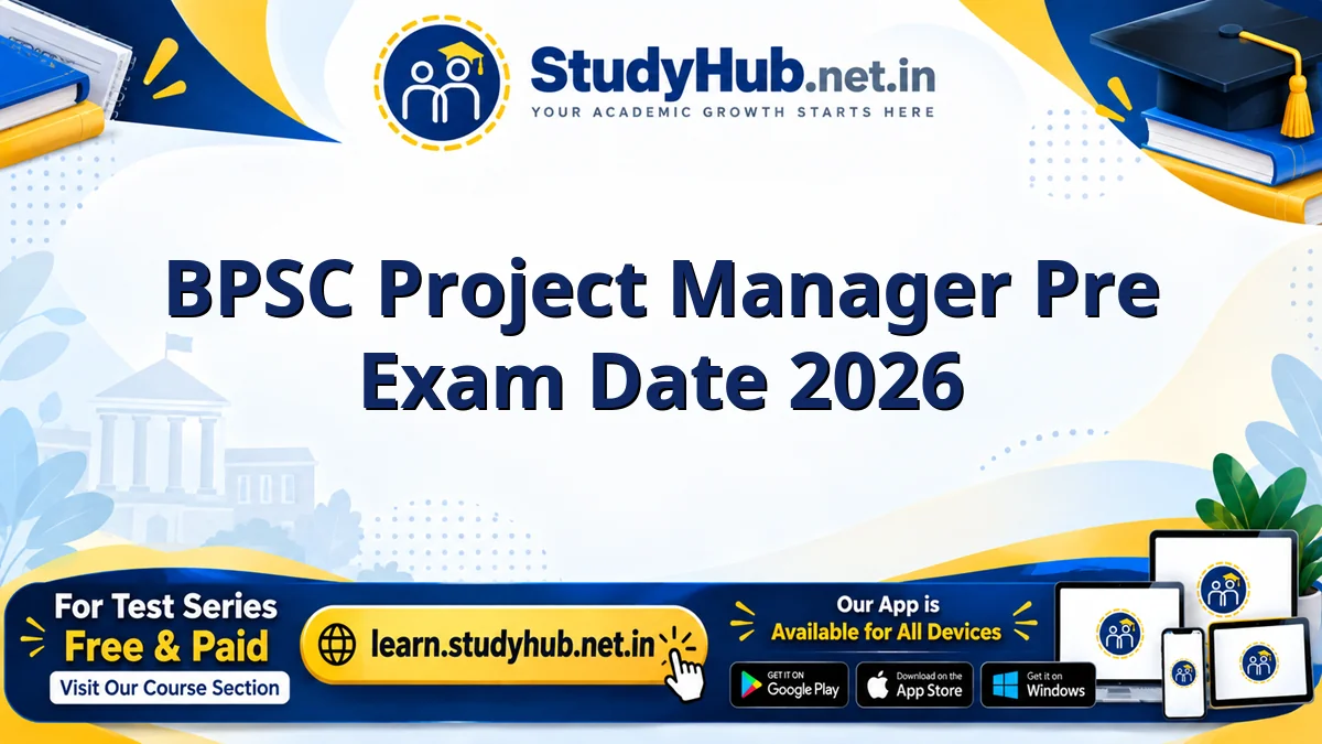 BPSC Project Manager Pre Exam Date 2026