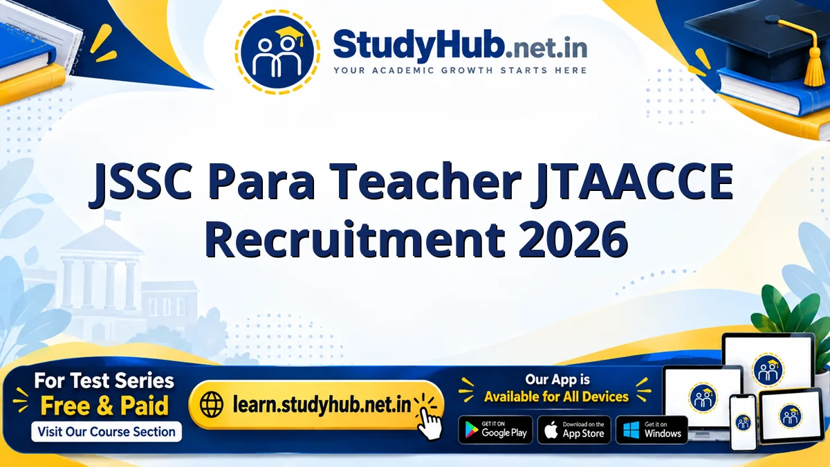 JSSC Para Teacher JTAACCE Recruitment 2026