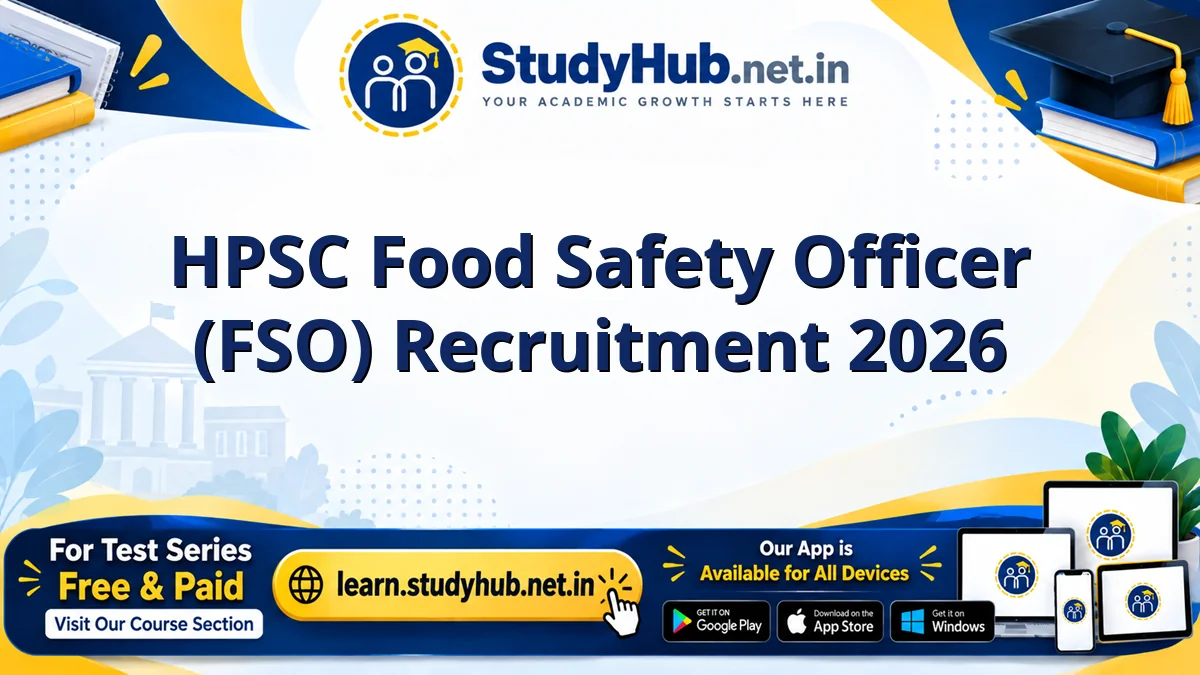 HPSC Food Safety Officer (FSO) Recruitment 2026
