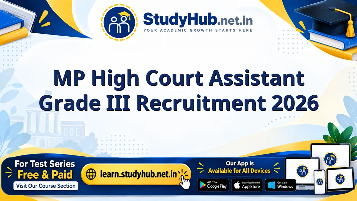 MP High Court Assistant Grade III Recruitment 2026