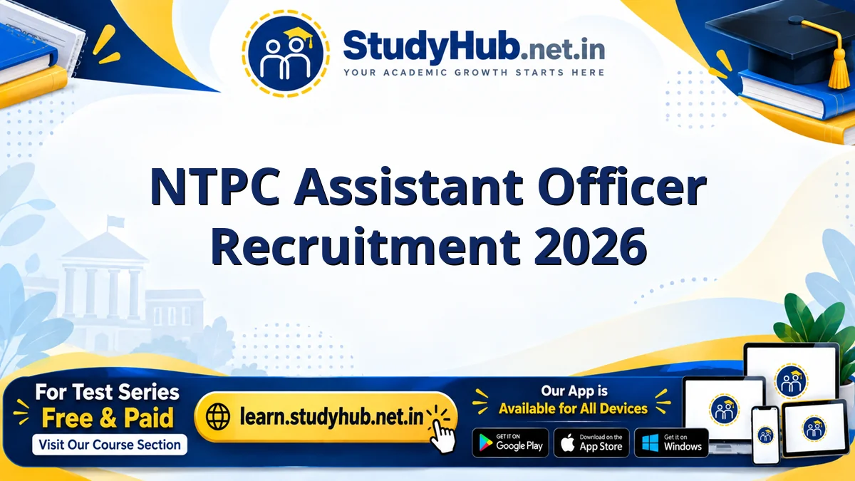 NTPC Assistant Officer Recruitment 2026