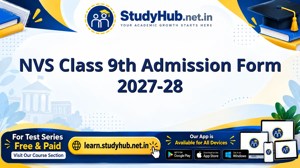 NVS Class 9th Admission Form 2027-28