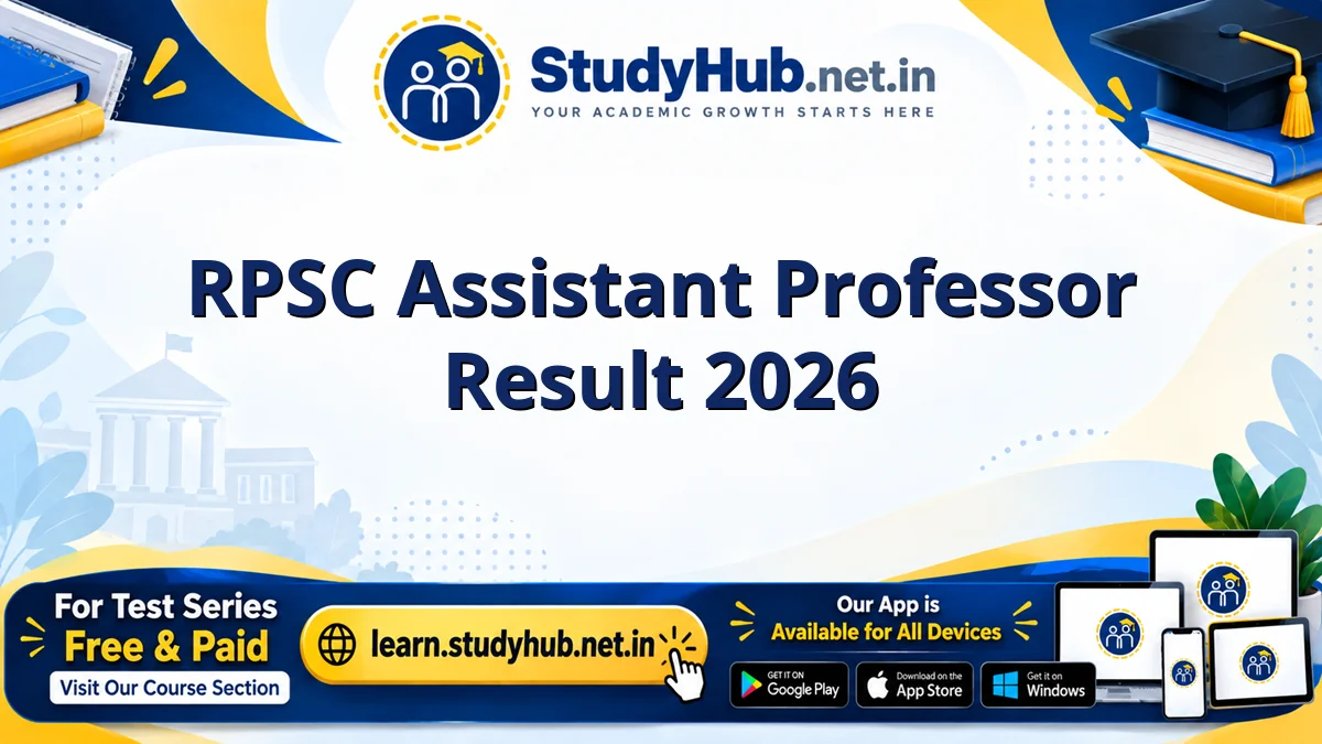 RPSC Assistant Professor Result 2026