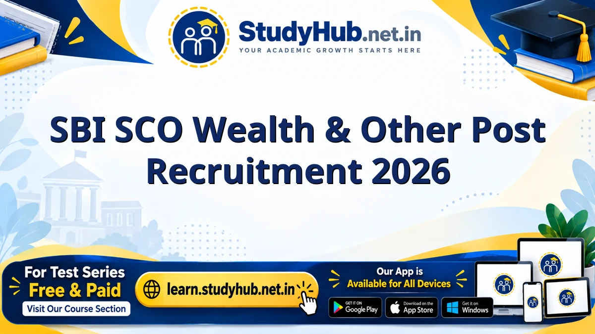 SBI SCO Wealth & Other Post Recruitment 2026