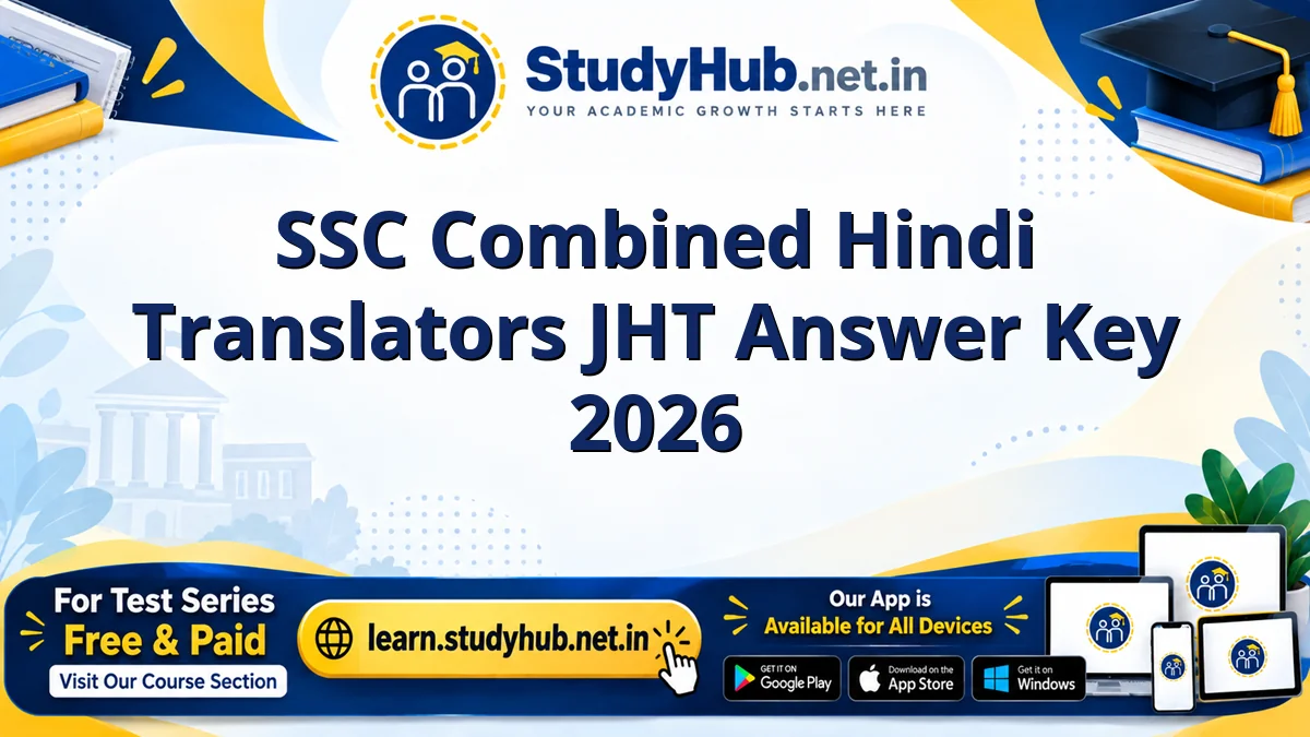 SSC Combined Hindi Translators JHT Answer Key 2026