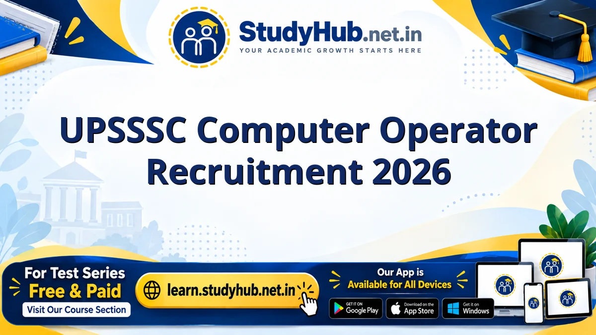 UPSSSC Computer Operator Recruitment 2026
