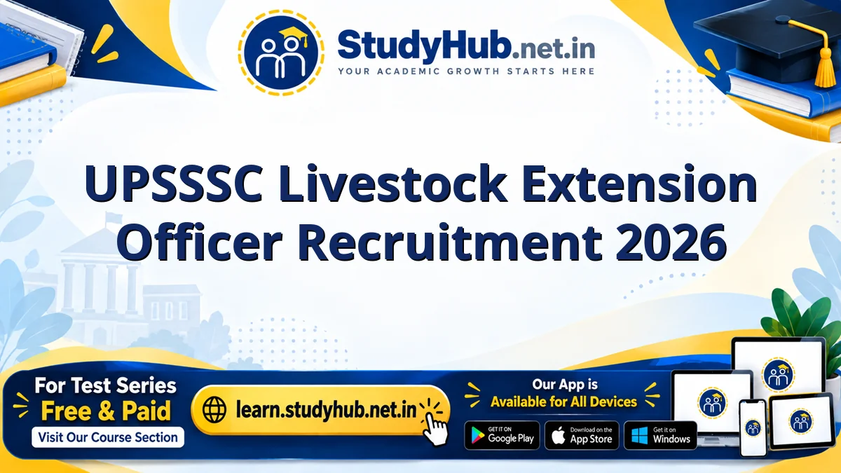 UPSSSC Livestock Extension Officer Online Form 2026 UPSSSC Livestock Extension Officer Recruitment 2026