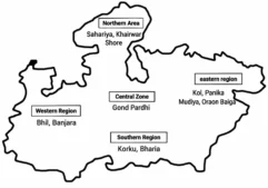 StudyHUB – Free Open Educational Resources Labeled Regional Madhya Pradesh Tribes Map Diagram