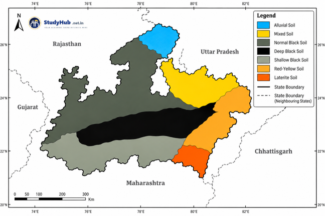 मध्यप्रदेश की मिट्टियाँ Madhya Pradesh Soil Map