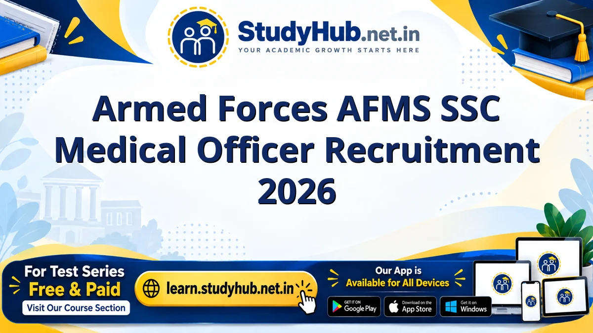 Armed Forces AFMS SSC Medical Officer Recruitment 2026