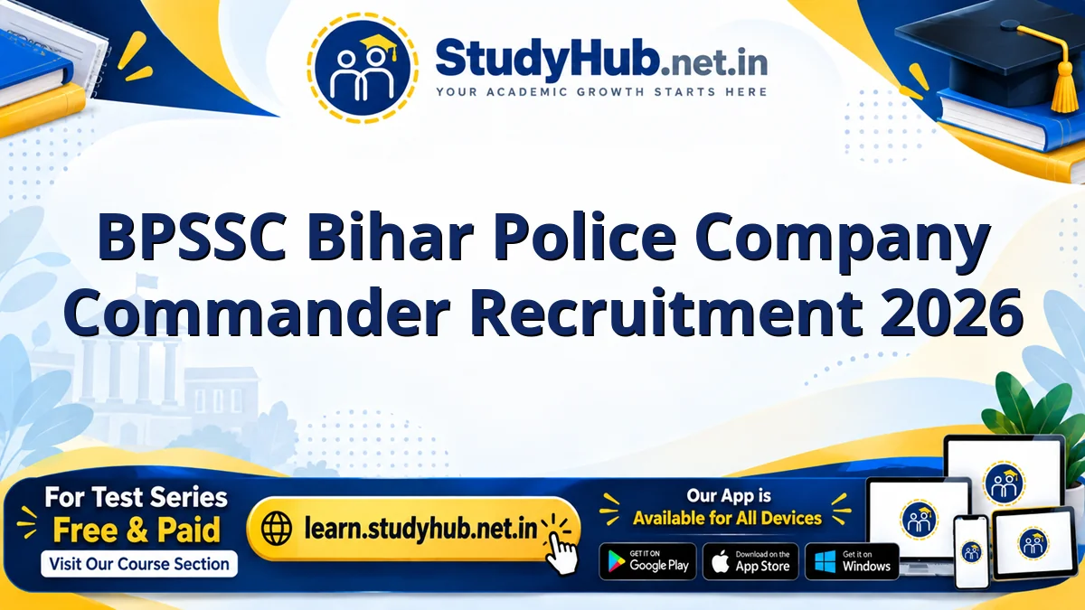BPSSC Bihar Police Company Commander Recruitment 2026