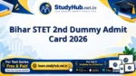 Bihar STET 2nd Dummy Admit Card 2026