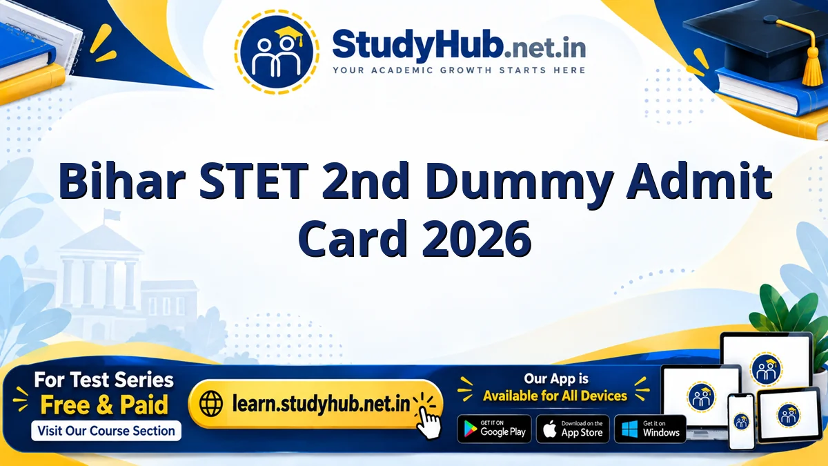 Bihar STET 2nd Dummy Admit Card 2026 Bihar STET 2nd Dummy Admit Card 2026