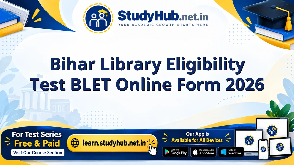 Bihar Library Eligibility Test BLET Online Form 2026