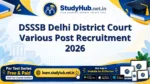 DSSSB Delhi District Court Various Post Recruitment 2026
