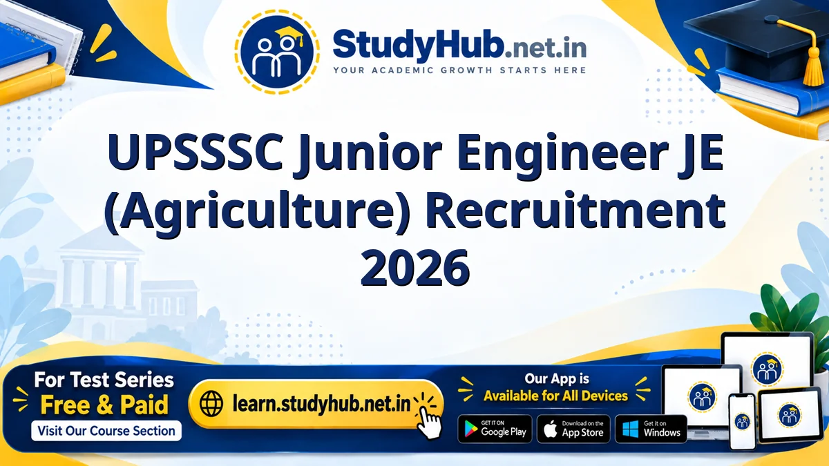 UPSSSC Junior Engineer JE (Agriculture) Recruitment 2026