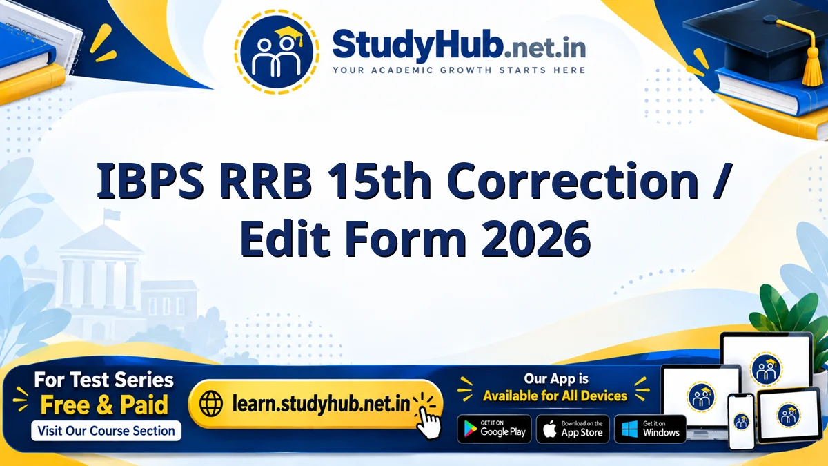 IBPS RRB 15th Correction / Edit Form 2026