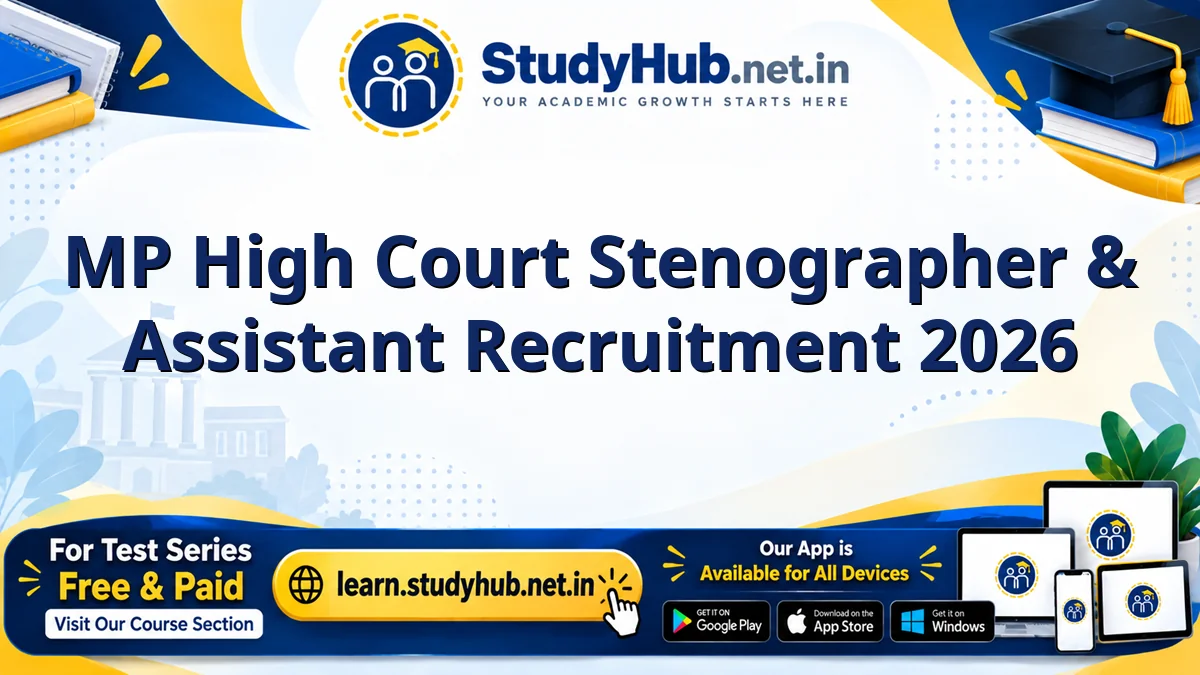MP High Court Stenographer & Assistant Online Form 2026 MP High Court Stenographer & Assistant Recruitment 2026