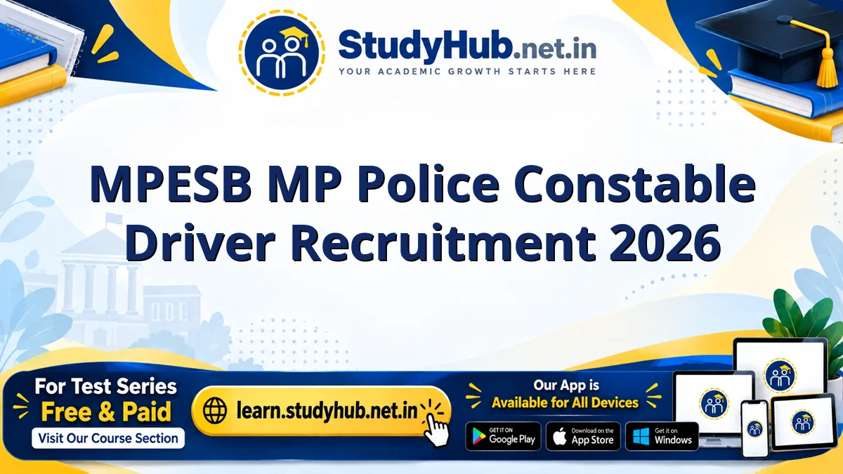 MPESB MP Police Constable Driver Online Form 2026 MPESB MP Police Constable Driver Recruitment 2026