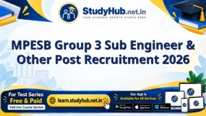StudyHUB – Free Open Educational Resources MPESB Group 3 Sub Engineer & Other Post Recruitment 2026