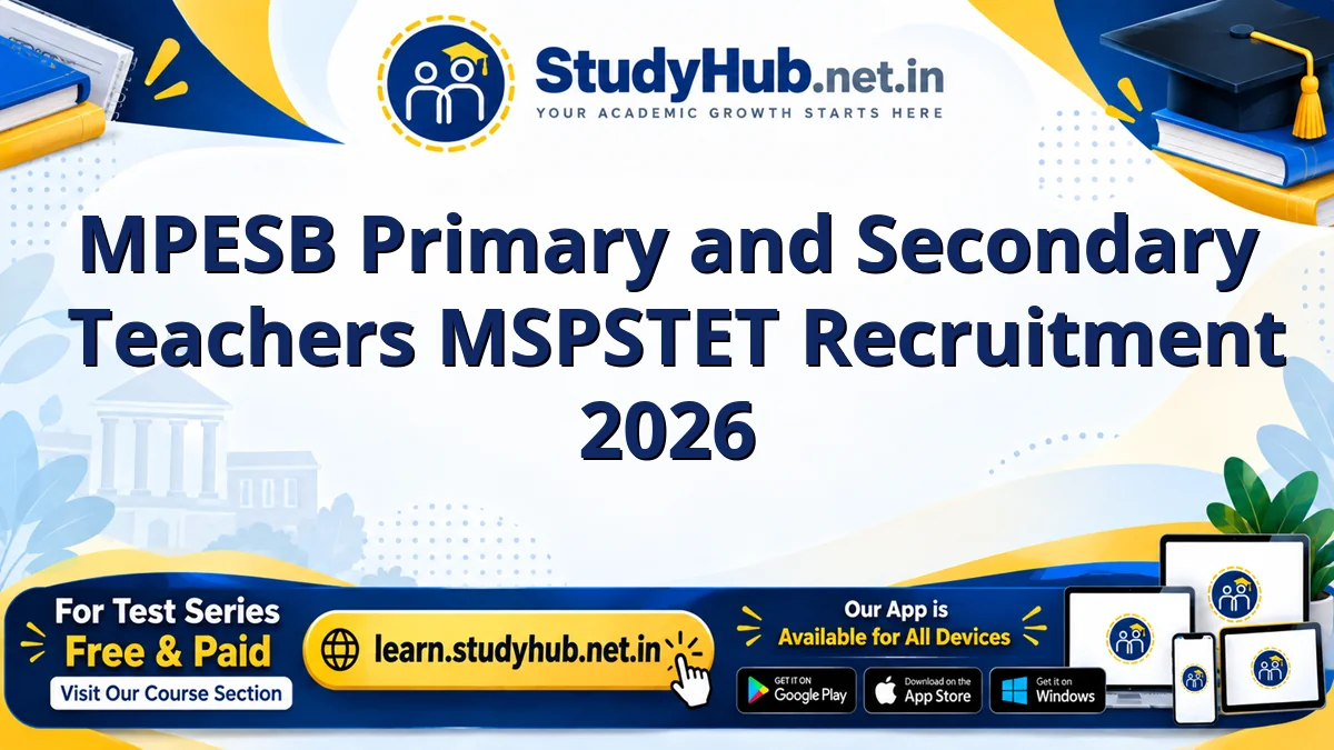 MPESB Primary and Secondary Teachers MSPSTET Recruitment 2026