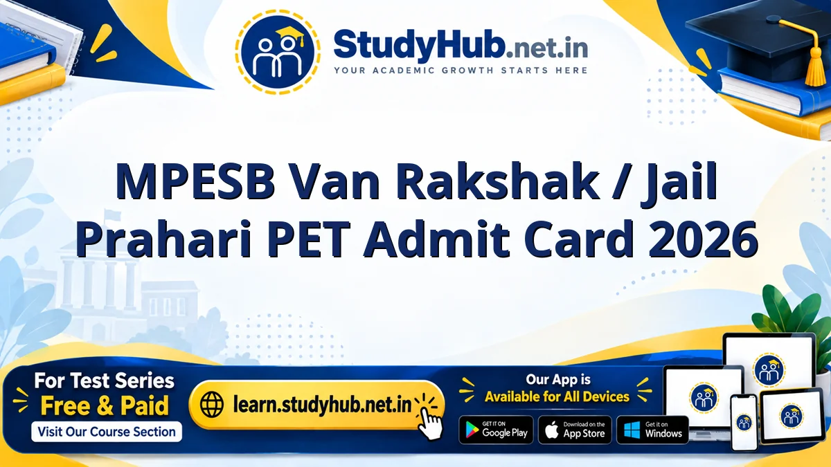 MPESB Van Rakshak / Jail Prahari PET Admit Card 2026