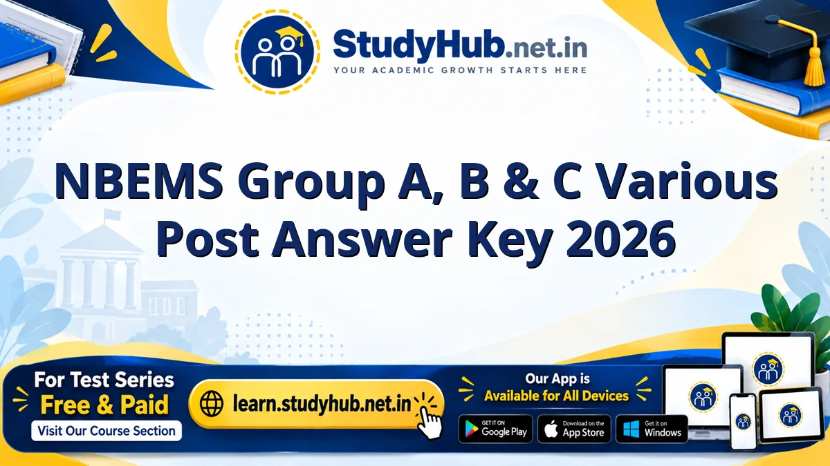 NBEMS Group A, B & C Various Post Answer Key 2026