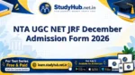 NTA UGC NET JRF December Admission Form 2026