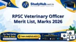 RPSC Veterinary Officer Merit List, Marks 2026