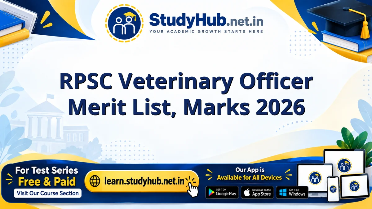 RPSC Veterinary Officer Merit List, Marks 2026
