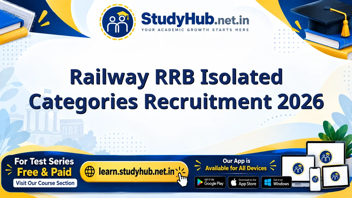 Railway RRB Isolated Categories Recruitment 2026