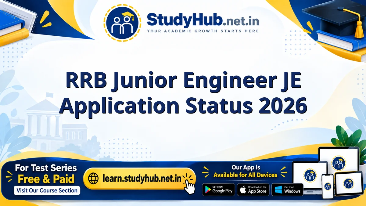 RRB Junior Engineer JE Application Status 2026 – Out RRB Junior Engineer JE Application Status 2026