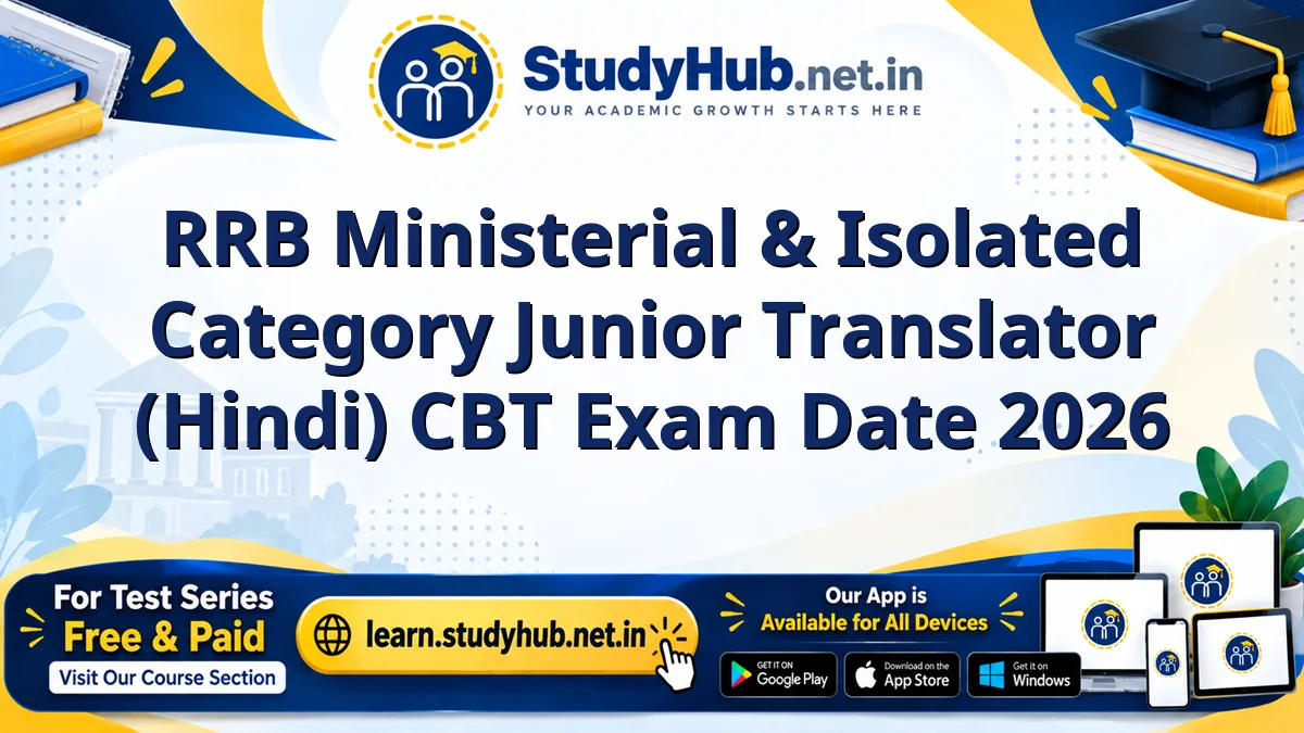 RRB Ministerial & Isolated Category Junior Translator (Hindi) CBT Exam Date 2026