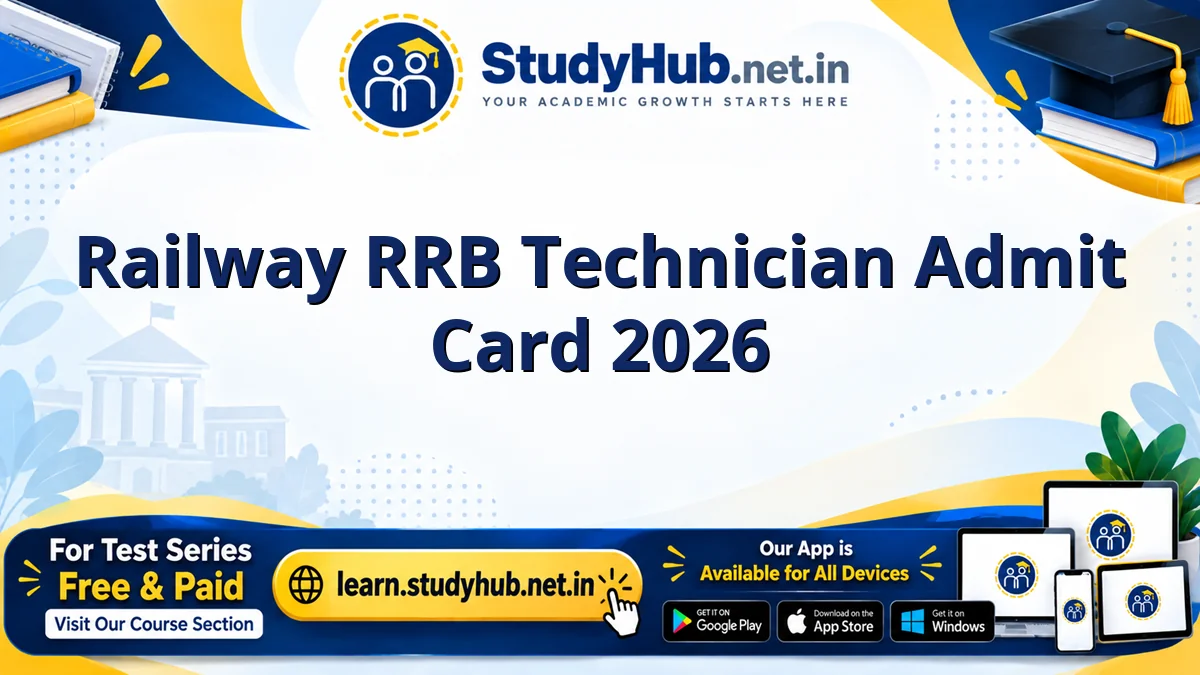 Railway RRB Technician Admit Card 2026 Railway RRB Technician Admit Card 2026