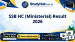 SSB HC (Ministerial) Result 2026