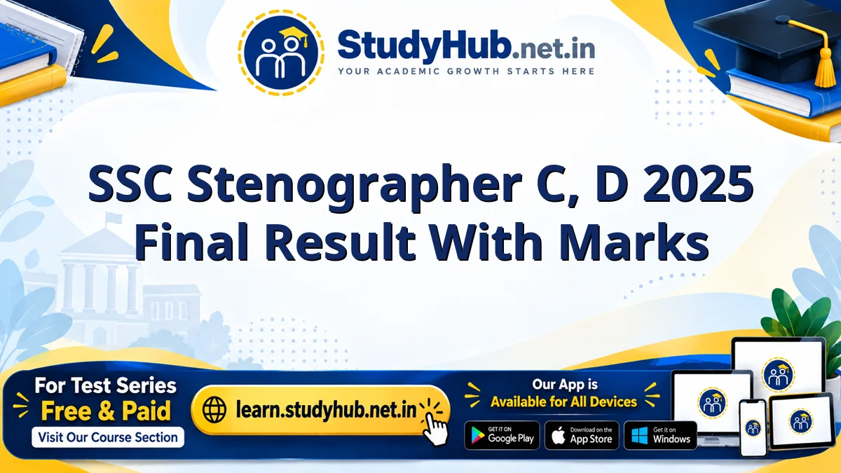 SSC Stenographer C, D 2025 Final Result With Marks