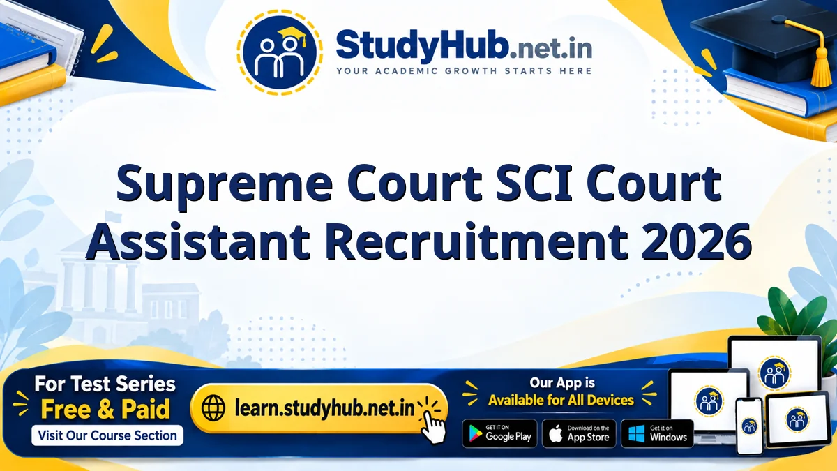 Supreme Court SCI Court Assistant Recruitment 2026