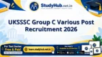 UKSSSC Group C Various Post Recruitment 2026