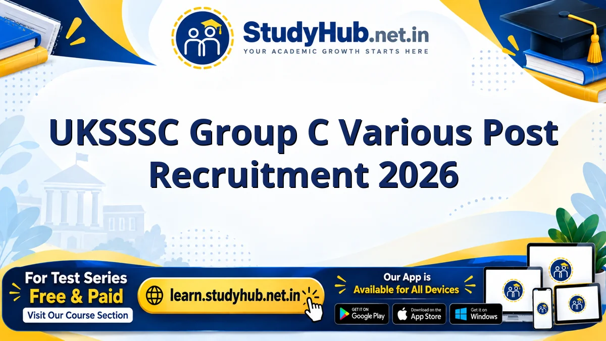 UKSSSC Group C Various Post Online Form 2026 UKSSSC Group C Various Post Recruitment 2026