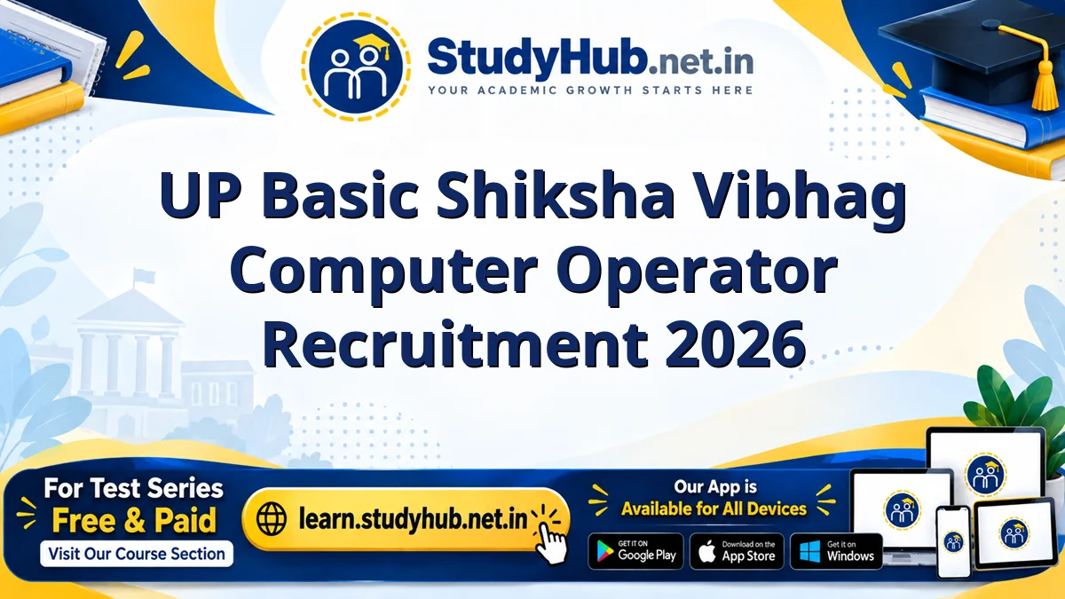 UP Basic Shiksha Vibhag Computer Operator Recruitment 2026